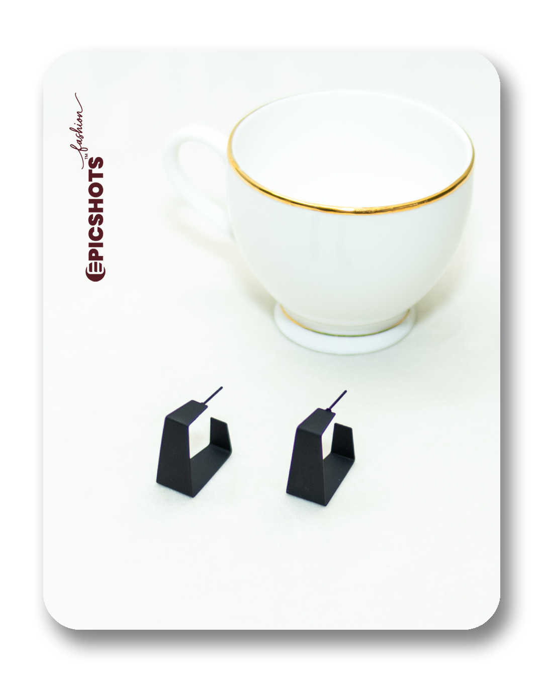 Matte Black Square Geometric Hoop Earrings – Modern Minimalist Fashion Jewelry