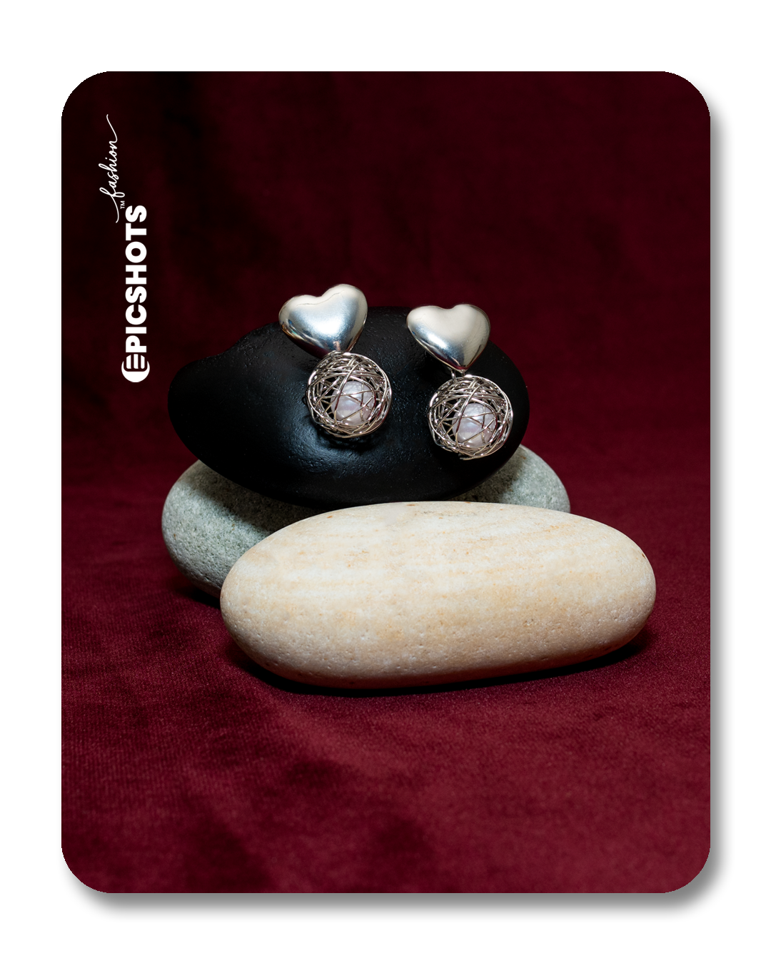 Silver Heart & Wire Orb Drop Earrings – Romantic Modern Statement Jewelry for Women