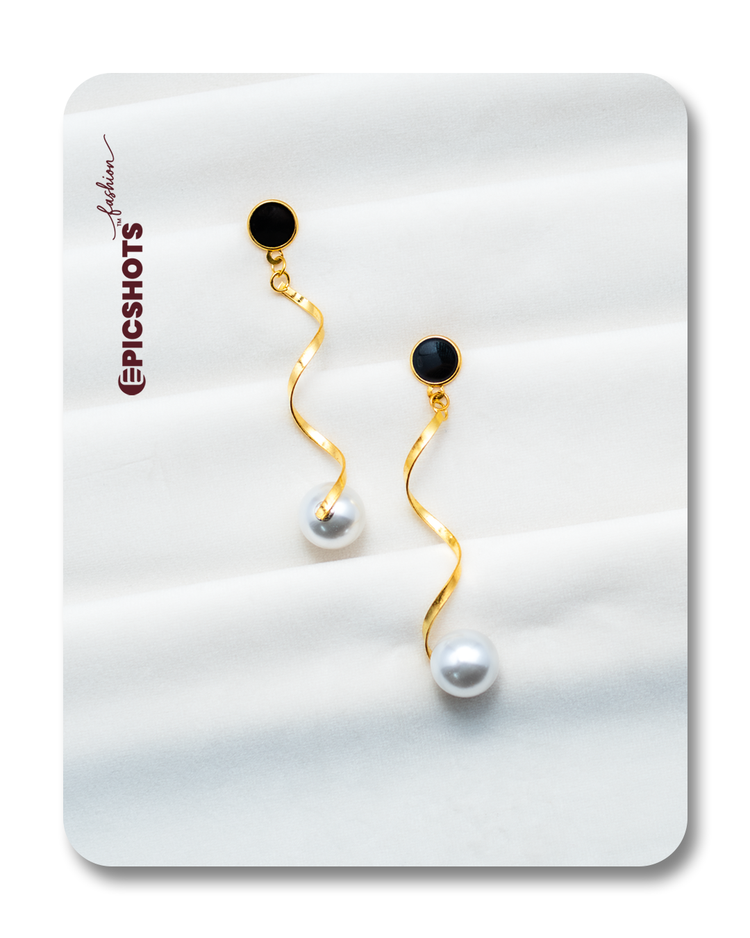 Modern Gold Wave Pearl Dangle Earrings – Abstract Statement Drop Earrings for Women