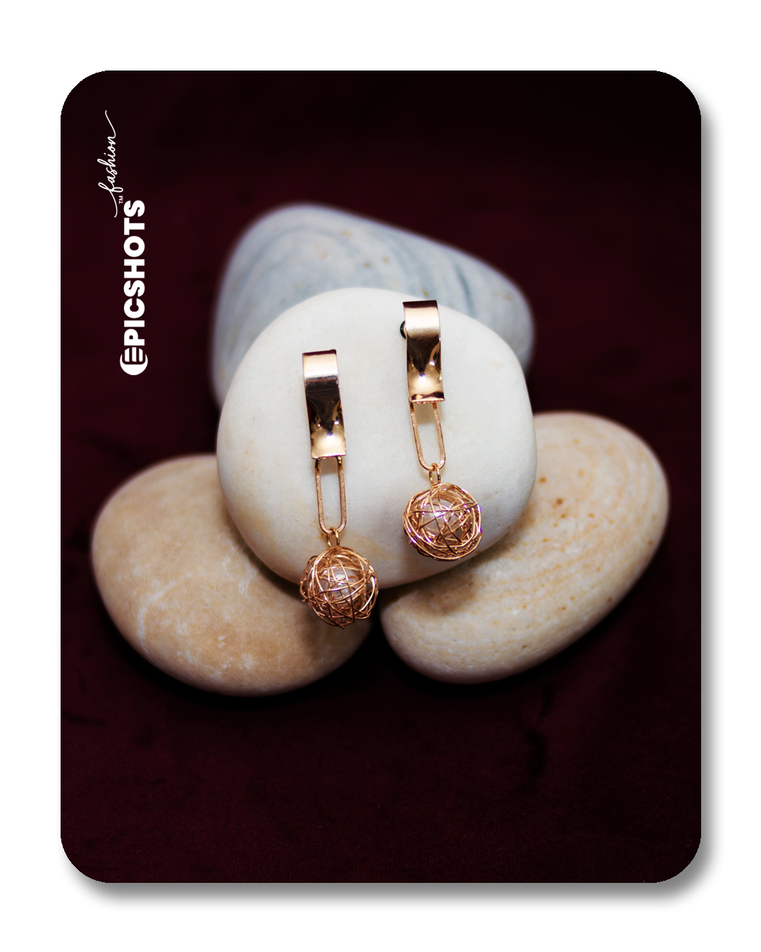 Designer Rose Gold Wire Orb Drop Earrings – Modern Geometric Statement Jewelry for Women