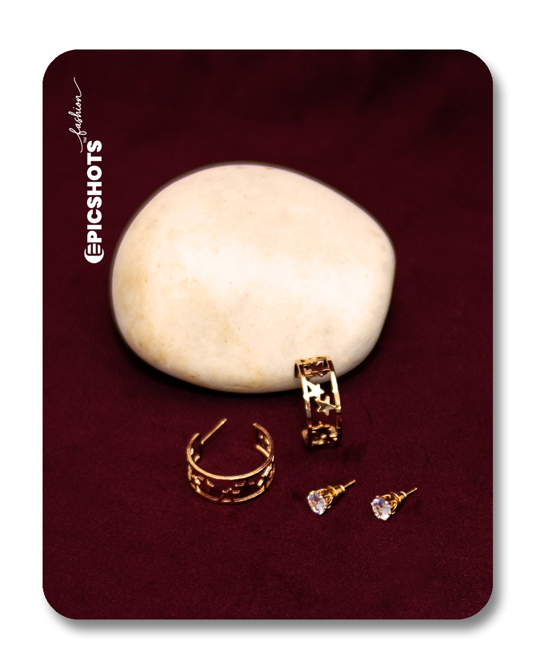 Gold-Plated Star Hoop and Crystal Stud Earrings – Trendy Party Wear Combo for Women