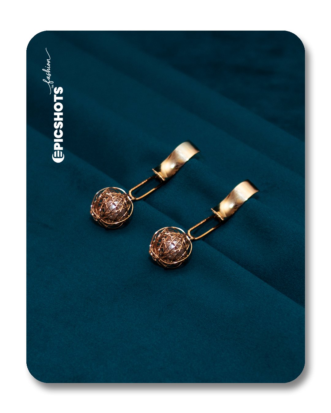 Designer Rose Gold Wire Orb Drop Earrings – Modern Geometric Statement Jewelry for Women