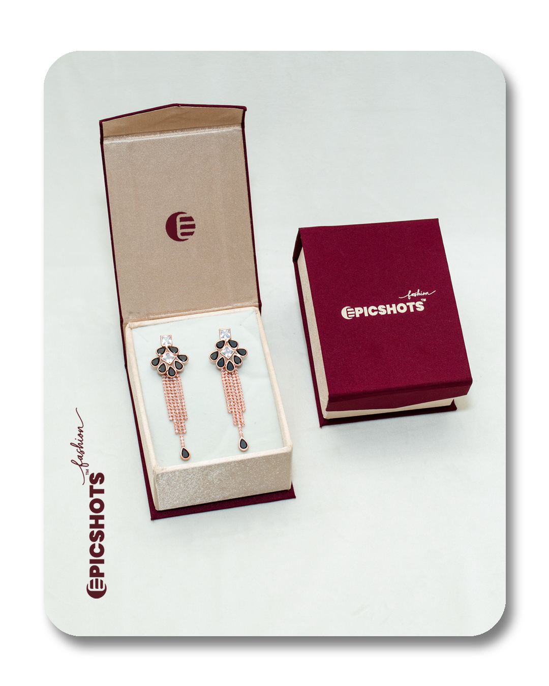 Rose Gold Plated Black Fringe Earrings – Designer Statement Drop Jewelry for Party Wear