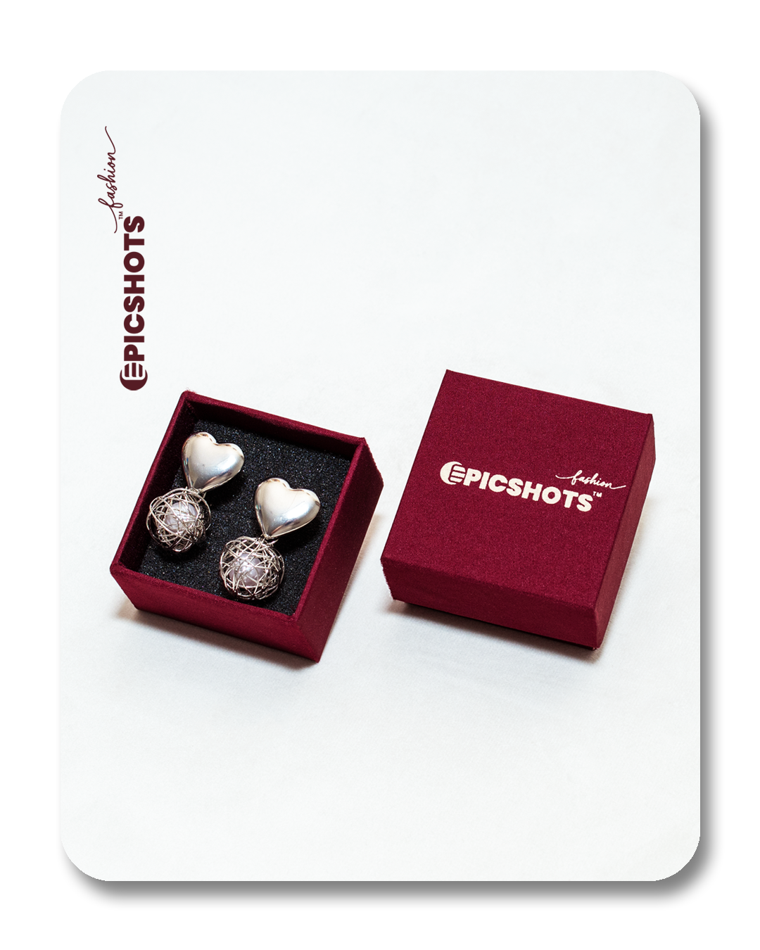 Silver Heart & Wire Orb Drop Earrings – Romantic Modern Statement Jewelry for Women