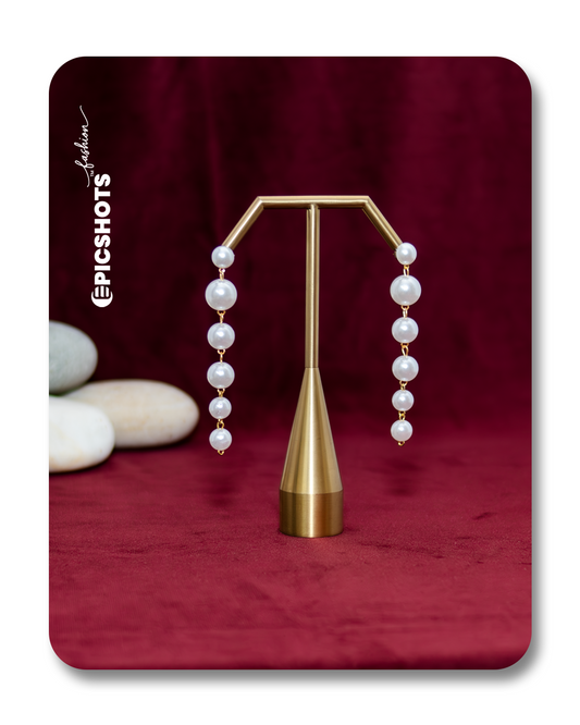 Long Pearl Drop Earrings – Gold Plated Statement Dangle for Women