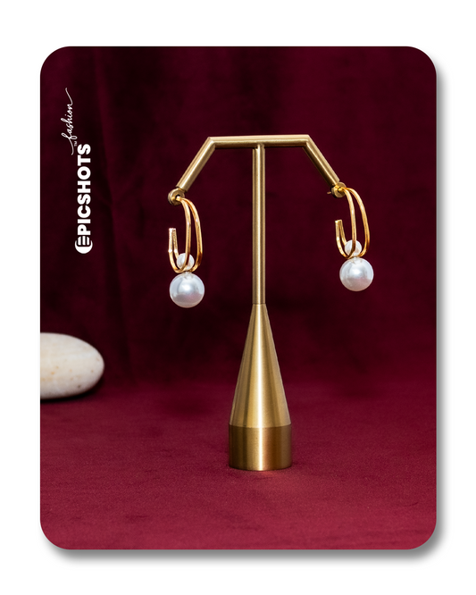 Gold Open Hoop Pearl Earrings – Modern Designer Pearl Hoop Statement for Women