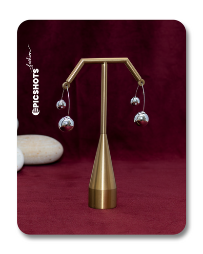Minimalist Silver Ball Chain Dangle Earrings – Modern Sphere Drop Studs for Women