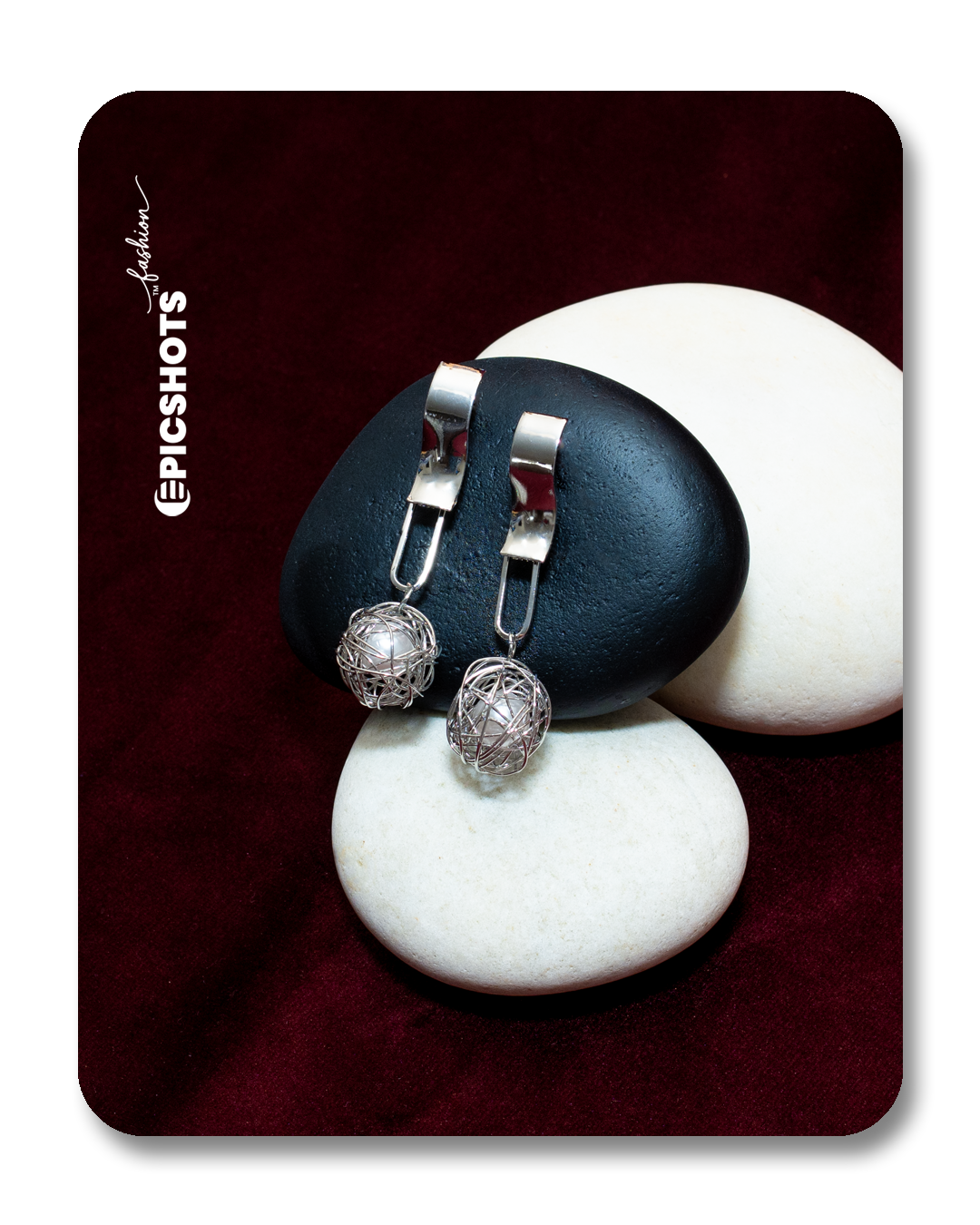 Silver Wire Orb Drop Earrings – Modern Geometric Statement Earrings for Women