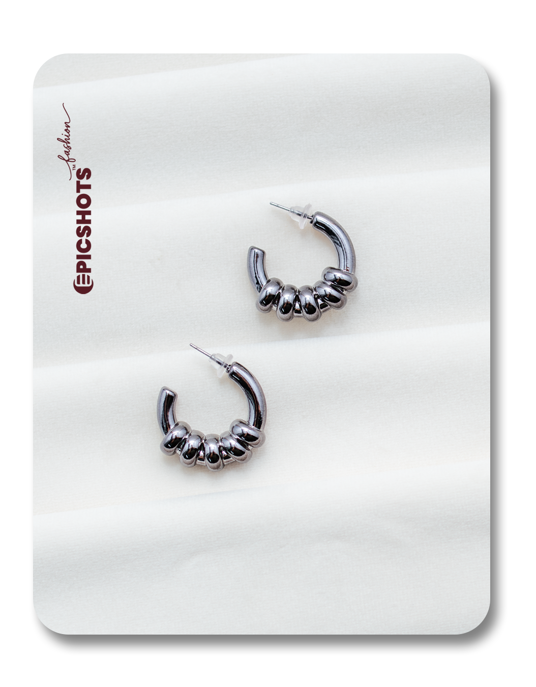 Silver Hoop-Link Cuff Earrings – Trendy Beaded-Style Hoops for Women