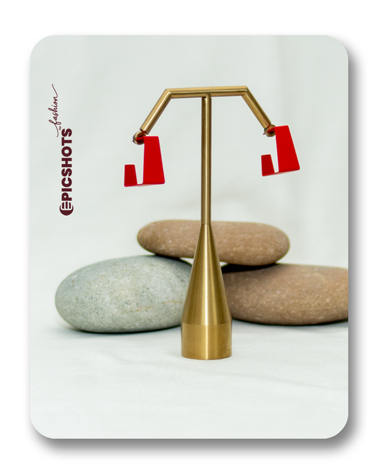 Red Geometric Square Hoop Earrings – Bold Statement Fashion Jewelry for Women