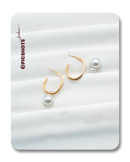 Gold Open Hoop Pearl Earrings – Modern Designer Pearl Hoop Statement for Women
