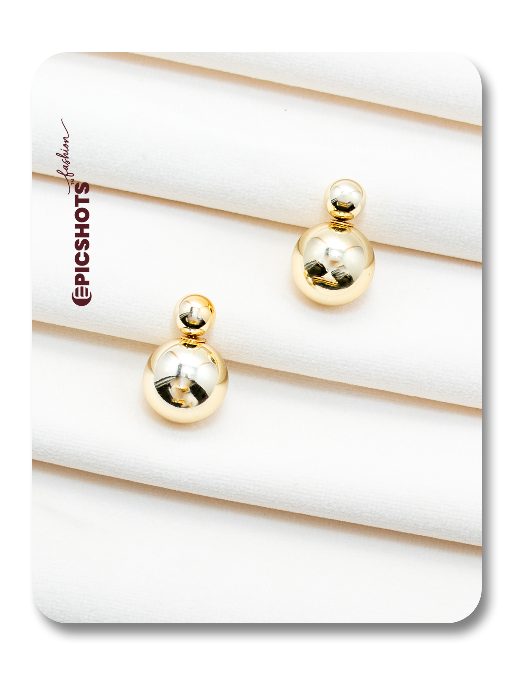 Double Ball Gold Stud Earrings – Minimalist Double Sphere Studs for Women