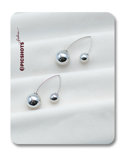 Minimalist Silver Ball Chain Dangle Earrings – Modern Sphere Drop Studs for Women