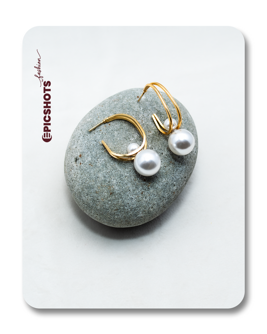 Gold Open Hoop Pearl Earrings – Modern Designer Pearl Hoop Statement for Women