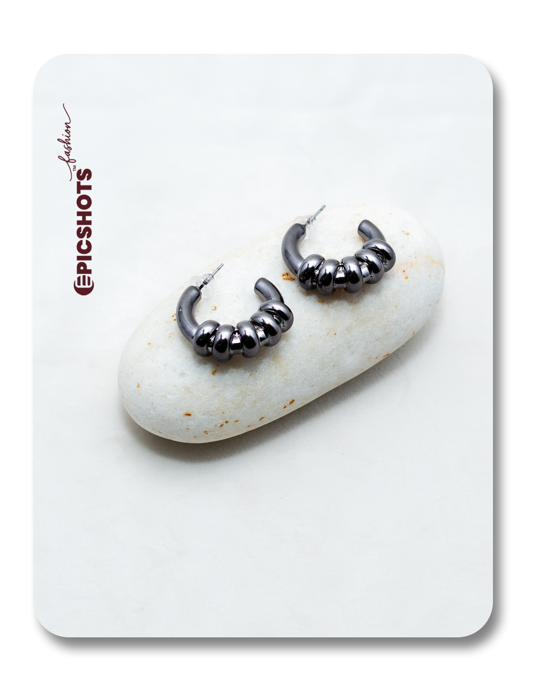 Silver Hoop-Link Cuff Earrings – Trendy Beaded-Style Hoops for Women