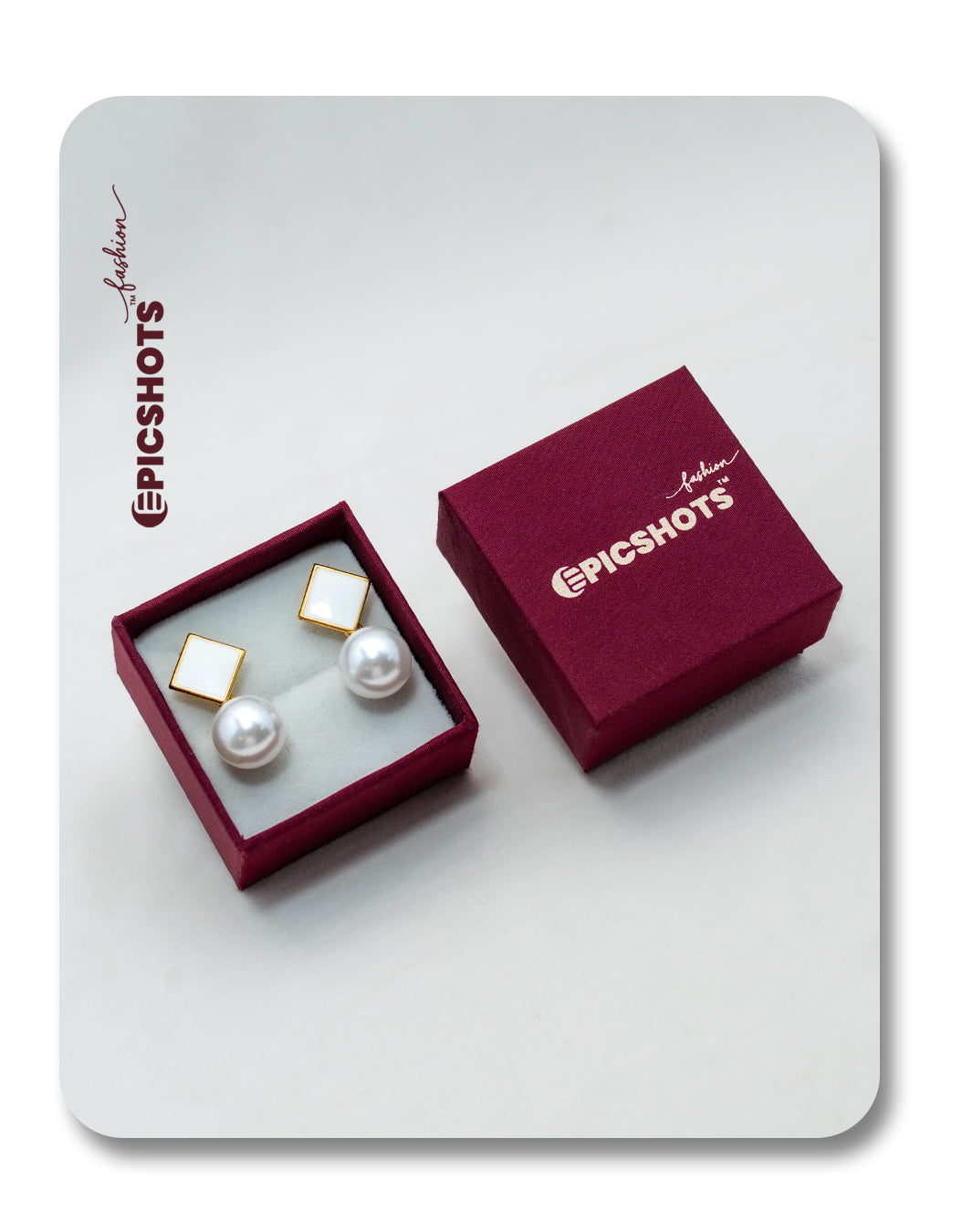 Square White Stone & Pearl Drop Earrings - Elegant Minimalist Pearl Earrings for Women