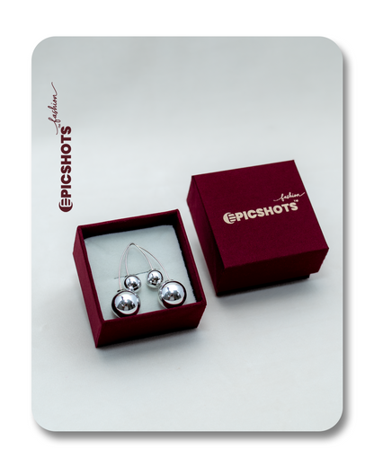Minimalist Silver Ball Chain Dangle Earrings – Modern Sphere Drop Studs for Women