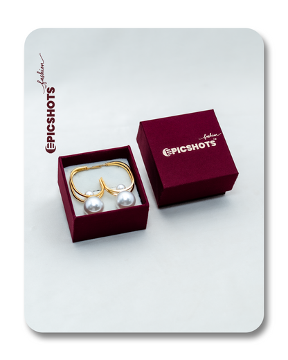 Gold Open Hoop Pearl Earrings – Modern Designer Pearl Hoop Statement for Women